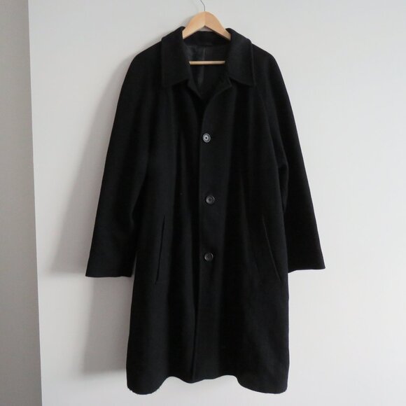 HUGO BOSS 100% Wool Pea Coat Chore Overcoat Jacket in Black - Size 50 / Large - Picture 2 of 12